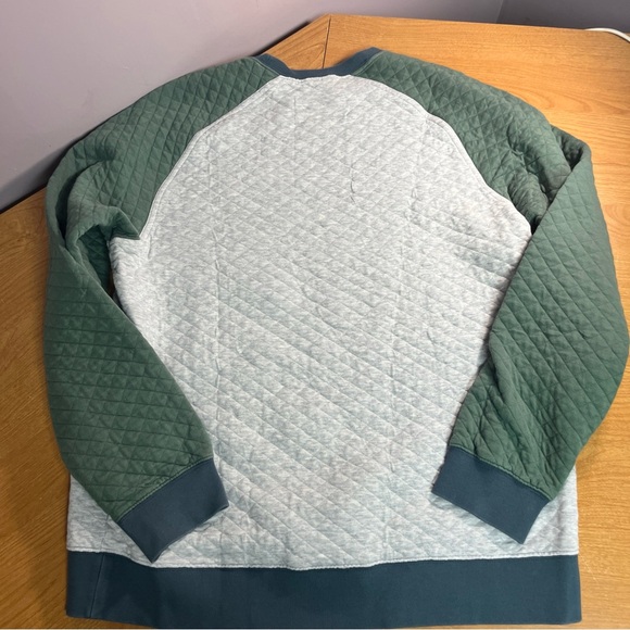 LL Bean Quilted Crew Neck Sweatshirt Mens large Raglan Sweater Gray Blue - Picture 5 of 6